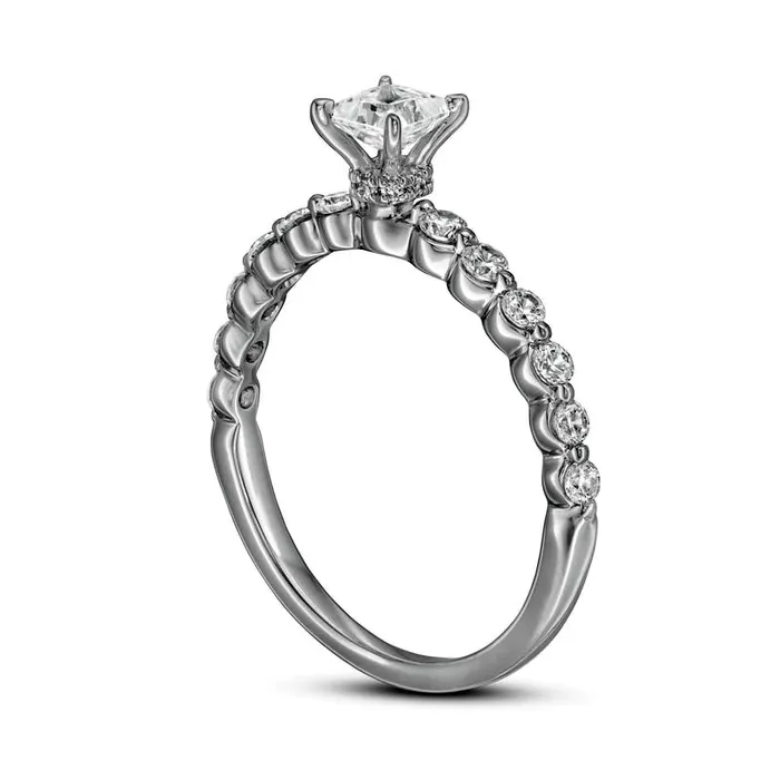 075 CT TW PrincessCut Natural Diamond Engagement Ring in Solid 14K White Gold Goldia Rings 075 CT TW PrincessCut Natural Diamond Engagement Ring in Solid 14K White Gold Goldia Rings
