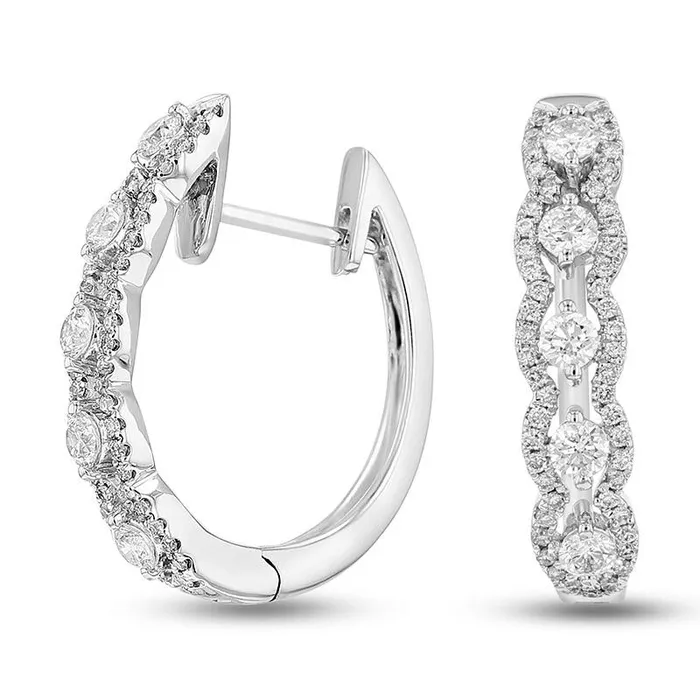 088 CT TW Diamond Scallop Hoop Earrings in 14K White Gold GSI2 Goldia Earrings 088 CT TW Diamond Scallop Hoop Earrings in 14K White Gold GSI2 Goldia Earrings