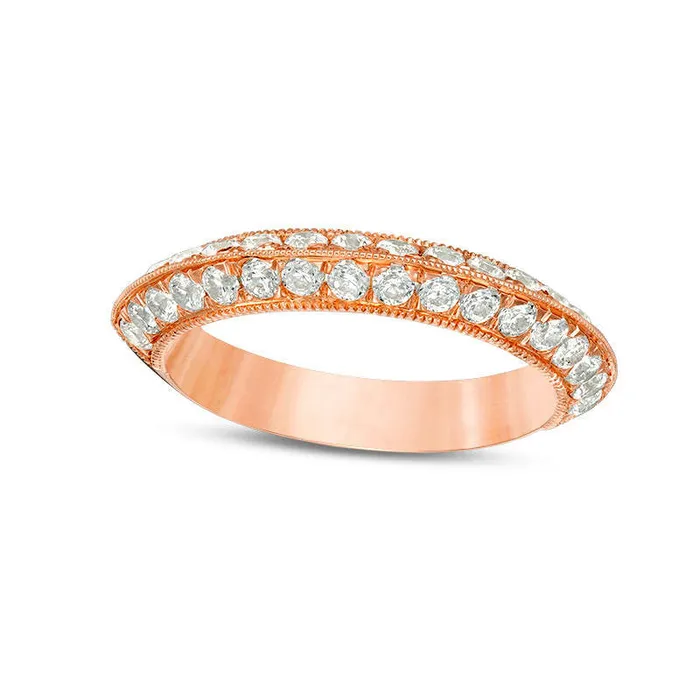 10 CT TW Natural Diamond Double Row Antique VintageStyle Wedding Band in Solid 10K Rose Gold Goldia Rings 10 CT TW Natural Diamond Double Row Antique VintageStyle Wedding Band in Solid 10K Rose Gold Goldia Rings