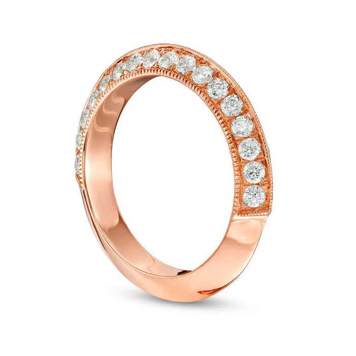 10 CT TW Natural Diamond Double Row Antique VintageStyle Wedding Band in Solid 10K Rose Gold Goldia Rings 10 CT TW Natural Diamond Double Row Antique VintageStyle Wedding Band in Solid 10K Rose Gold Goldia Rings