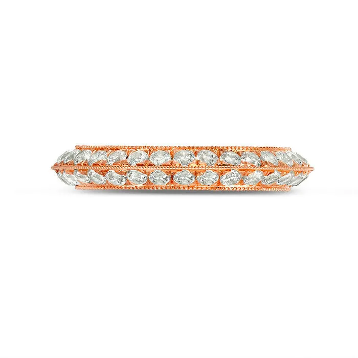 10 CT TW Natural Diamond Double Row Antique VintageStyle Wedding Band in Solid 10K Rose Gold Goldia Rings 10 CT TW Natural Diamond Double Row Antique VintageStyle Wedding Band in Solid 10K Rose Gold Goldia Rings