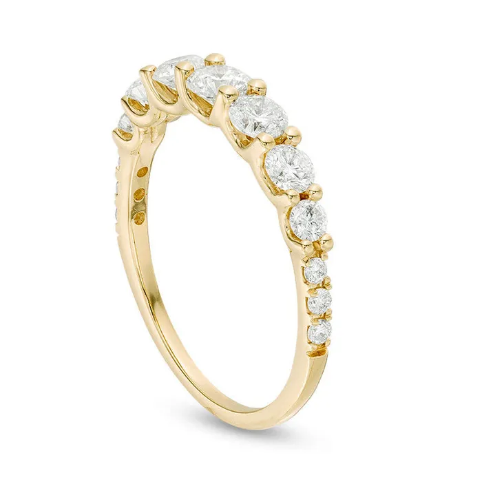 10 CT TW Natural Diamond Graduated Anniversary Band in Solid 14K Gold Goldia Rings 10 CT TW Natural Diamond Graduated Anniversary Band in Solid 14K Gold Goldia Rings