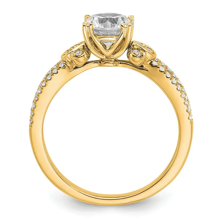 100ct CZ Solid Real 14k Polish 1ct Round Split Shank Eng Dia Ring Goldia Rings