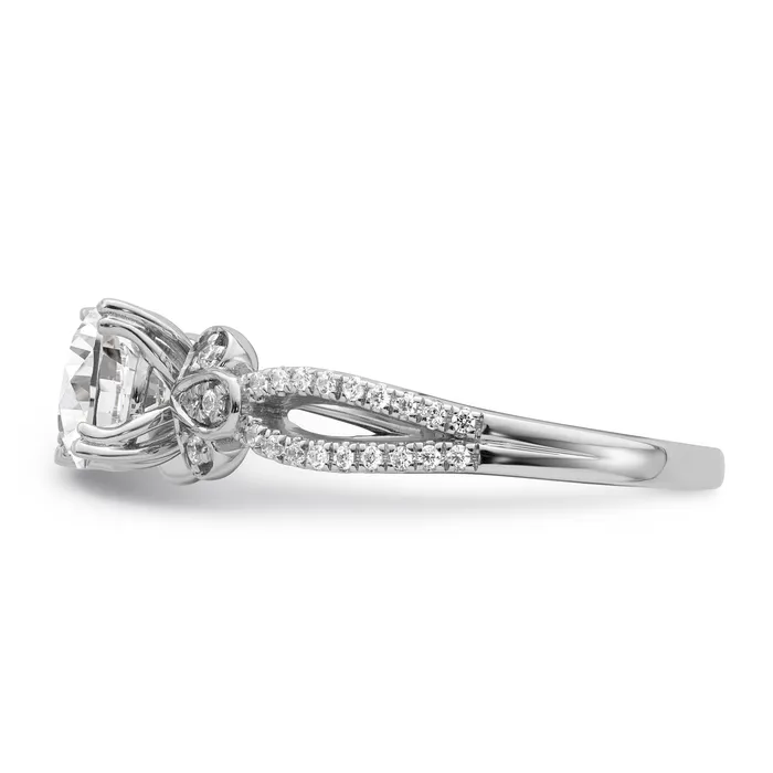 100ct CZ Solid Real 14k Polish 1ct Round Split Shank Eng Dia Ring Goldia Rings