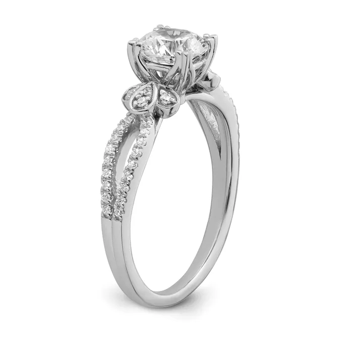 100ct CZ Solid Real 14k Polish 1ct Round Split Shank Eng Dia Ring Goldia Rings