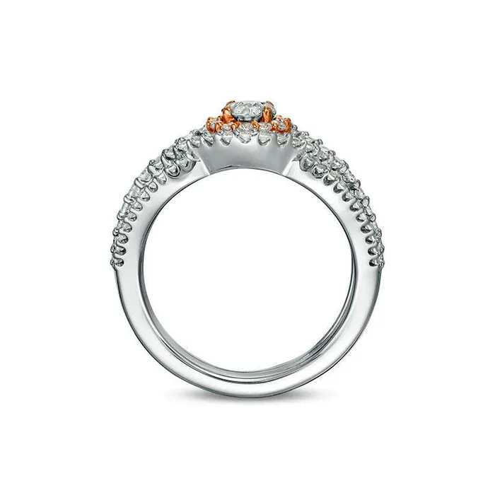 117 CT TW Natural Diamond Frame Bypass Bridal Engagement Ring Set in Solid 10K TwoTone Gold Goldia Rings 117 CT TW Natural Diamond Frame Bypass Bridal Engagement Ring Set in Solid 10K TwoTone Gold Goldia Rings