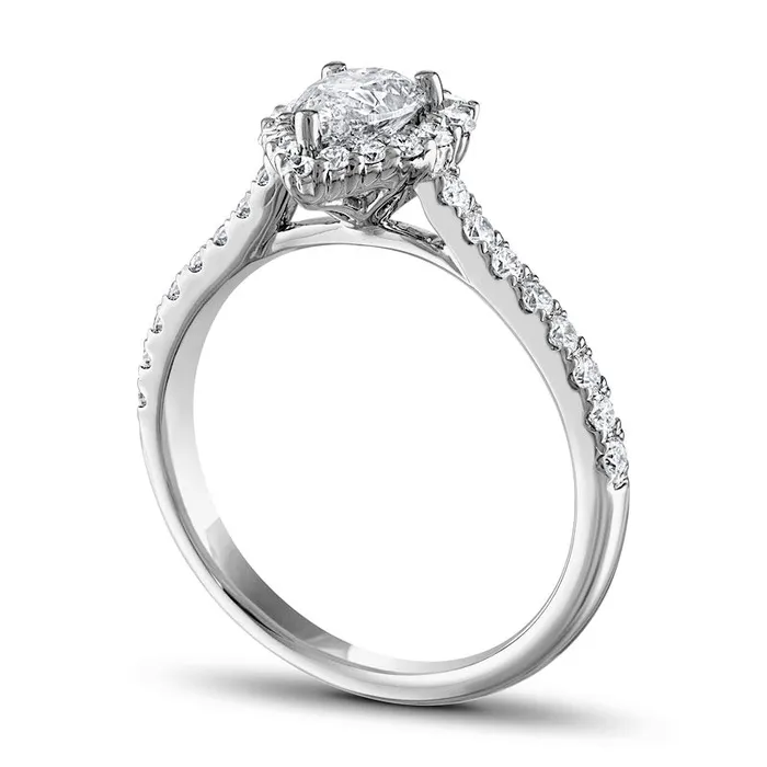 125 CT TW PearShaped Natural Diamond Graduated Frame Engagement Ring in Solid 14K White Gold Goldia Rings 125 CT TW PearShaped Natural Diamond Graduated Frame Engagement Ring in Solid 14K White Gold Goldia Rings