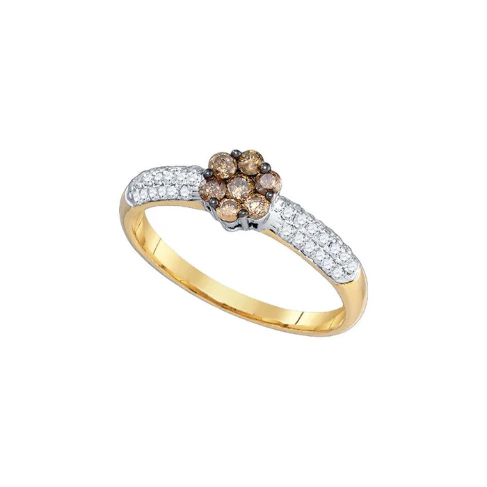 12CTDiamond BROWN FLOWER RING gndatlanta Rings