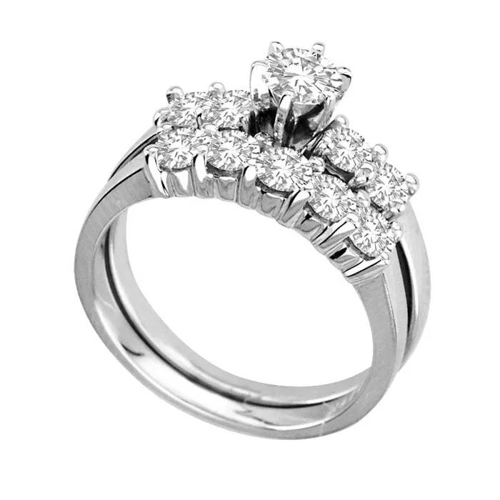15 CT TW Natural Diamond Bridal Engagement Ring Set in Solid 14K White Gold Goldia Rings 15 CT TW Natural Diamond Bridal Engagement Ring Set in Solid 14K White Gold Goldia Rings