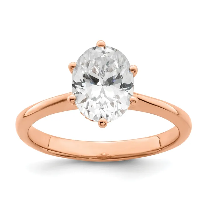 150ct CZ Solid Real 14k Rose Polish 1 12ct Oval Leaf Design Dia Ring Goldia Rings