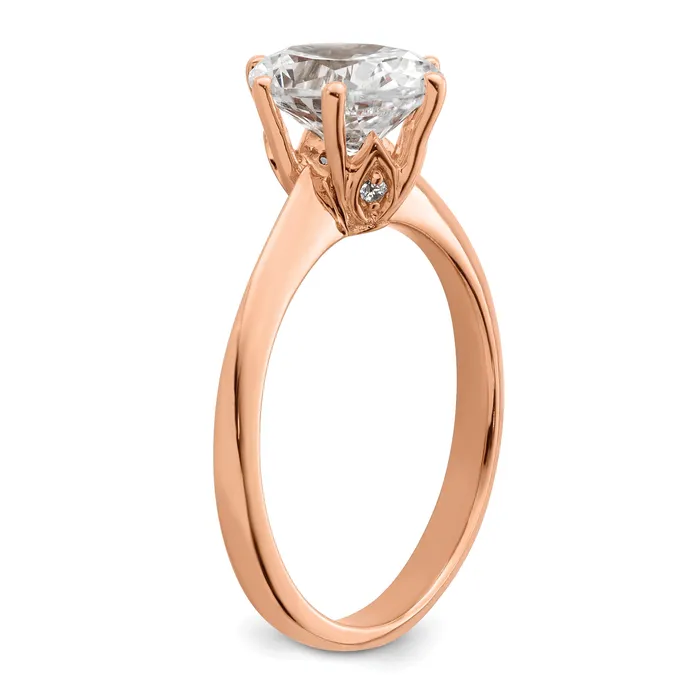150ct CZ Solid Real 14k Rose Polish 1 12ct Oval Leaf Design Dia Ring Goldia Rings