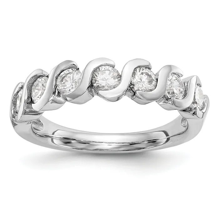 150ct CZ Solid Real 14K White Gold Wedding Band Ring Goldia Rings