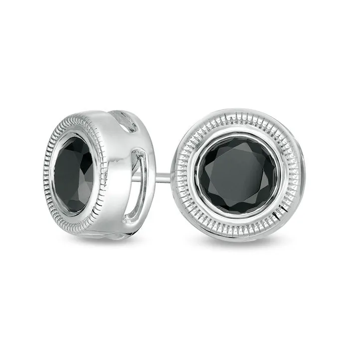 1 CT TW Enhanced Black Diamond BezelSet Solitaire VintageStyle Stud Earrings in 10K White Gold Goldia Earrings 1 CT TW Enhanced Black Diamond BezelSet Solitaire VintageStyle Stud Earrings in 10K White Gold Goldia Earrings