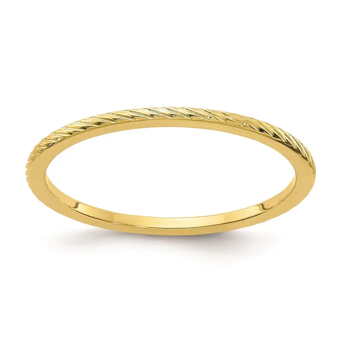 10K Gold 12mm Twisted Wire Pattern Stackable Band Goldia Rings
