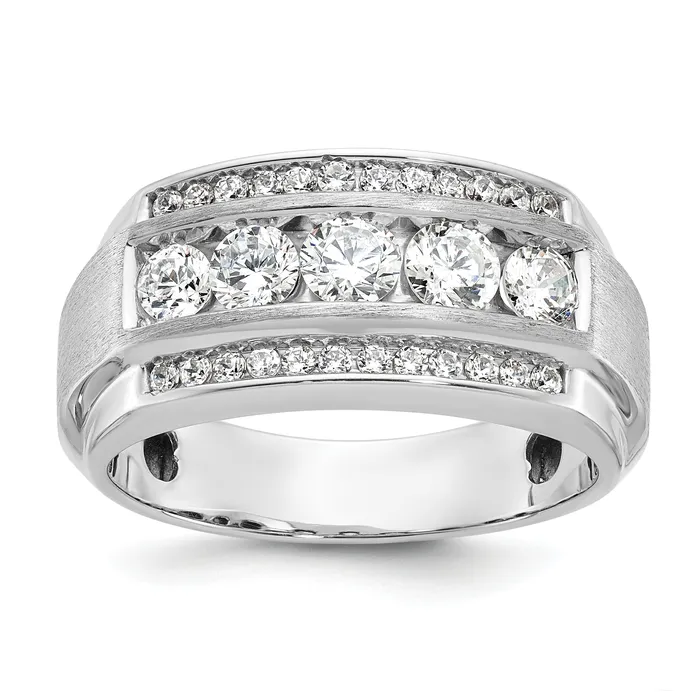 10k White Gold 1 78 Ct Lab Grown Diamond VSSI G Polished and Satin Three Row Mens Ring Goldia Rings 10k White Gold 1 78 Ct Lab Grown Diamond VSSI G Polished and Satin Three Row Mens Ring Goldia Rings