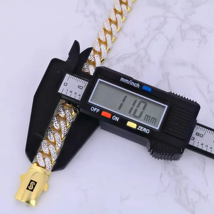 10k Yellow Gold 11mm Monaco Miami Cuban Link Diamond Cut Pave Chain Necklace 30 Goldiacom Necklaces