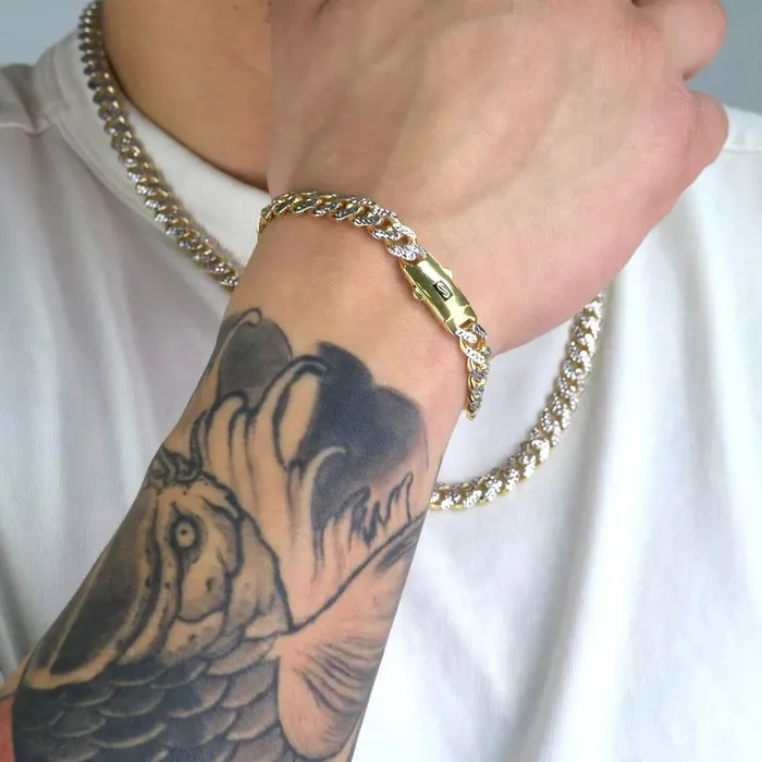 10k Yellow Gold 15mm Monaco Miami Cuban Link Diamond Cut Pave Chain Necklace 22 Goldiacom Necklaces
