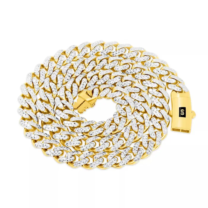 10k Yellow Gold 15mm Monaco Miami Cuban Link Diamond Cut Pave Chain Necklace 22 Goldiacom Necklaces