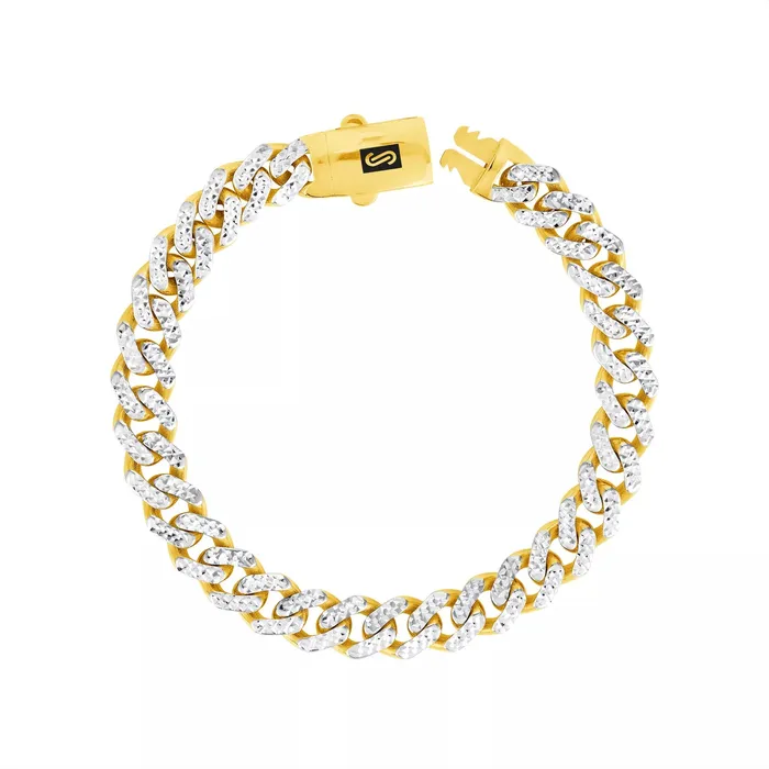 10k Yellow Gold 15mm Monaco Miami Cuban Link Diamond Cut Pave Chain Necklace 22 Goldiacom Necklaces