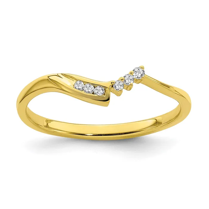 10k Yellow Gold Contoured Real Diamond Band Goldia Rings