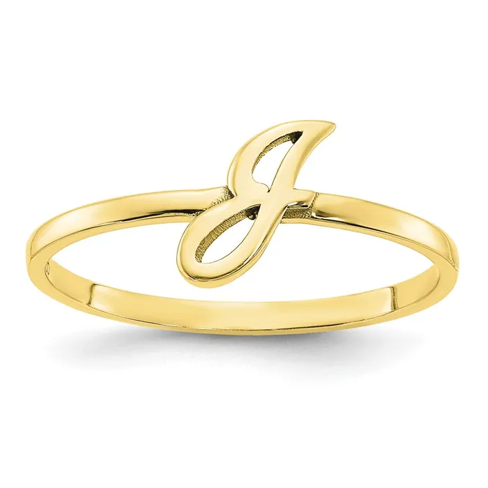 10K Yellow Gold Initial Script or Block Font Ring Goldia Rings