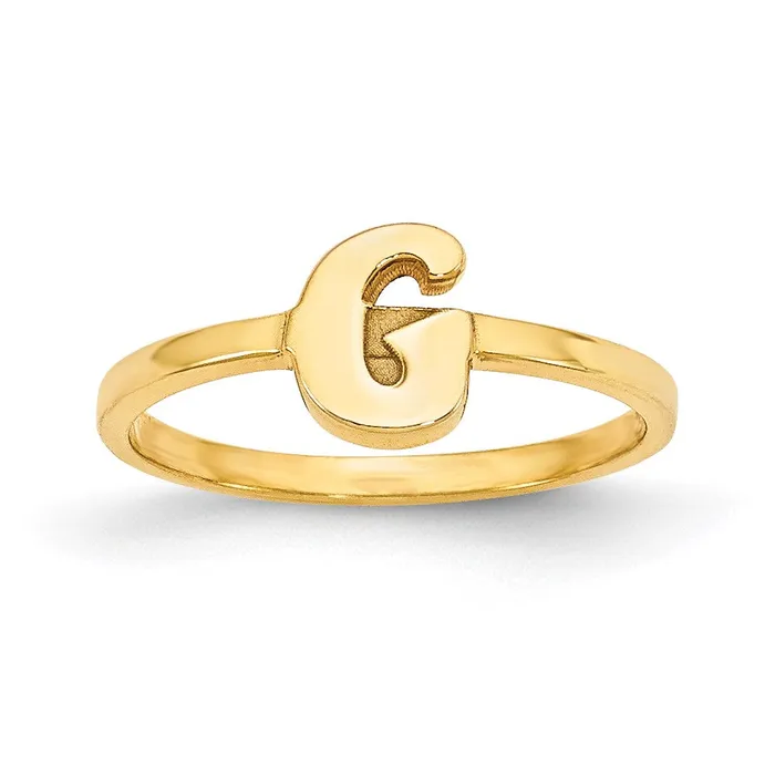 10K Yellow Gold Initial Script or Block Font Ring Goldia Rings