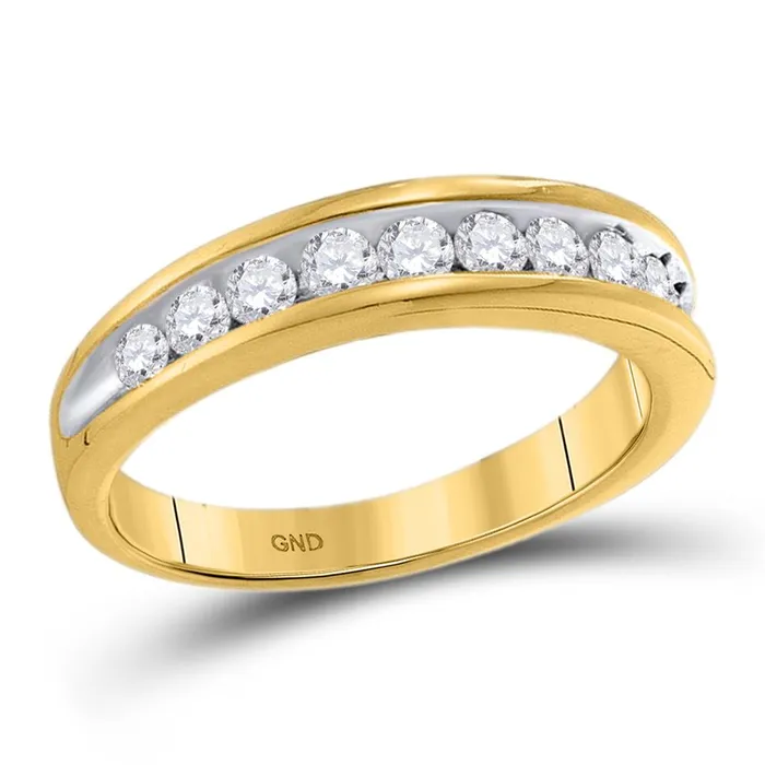 10K Yellow Gold Round Diamond 2Tone Wedding Anniversary Band 12 Cttw gndatlanta Rings 10K Yellow Gold Round Diamond 2Tone Wedding Anniversary Band 12 Cttw gndatlanta Rings