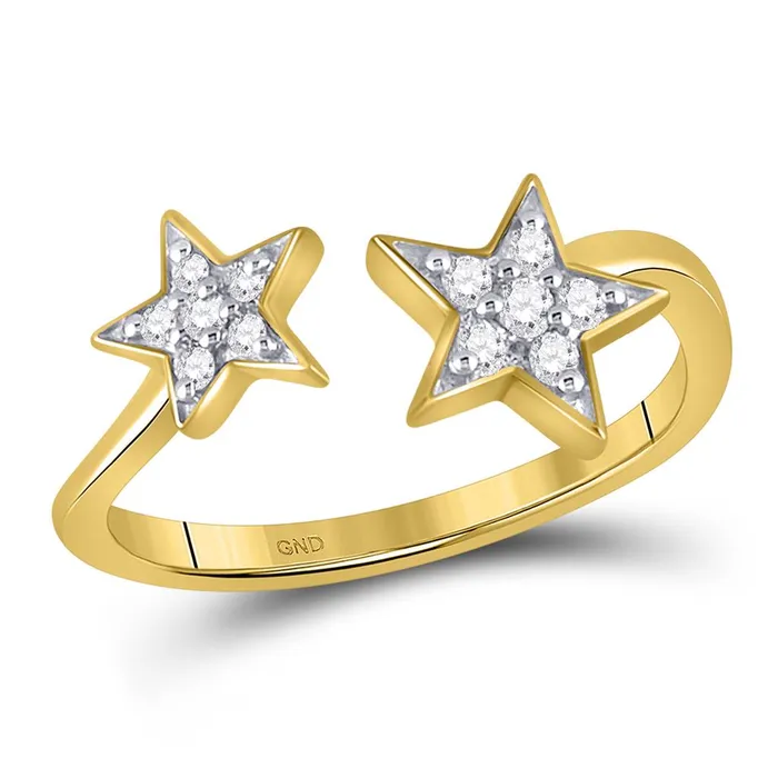 10k Yellow Gold Round Diamond Bisected Star Ring 18 Cttw gndatlanta Rings 10k Yellow Gold Round Diamond Bisected Star Ring 18 Cttw gndatlanta Rings