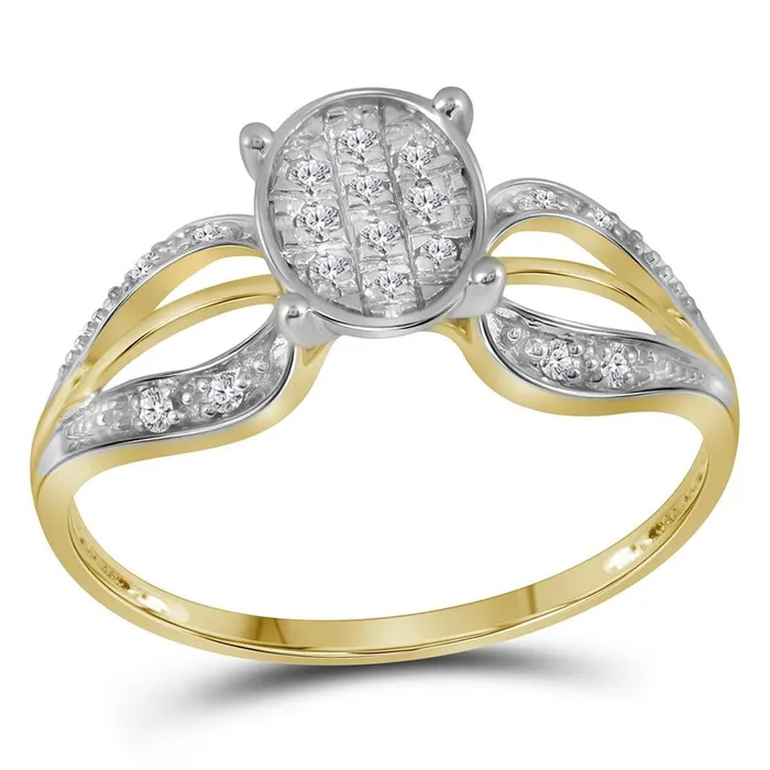 10k Yellow Gold Round Diamond Oval Cluster Ring 110 Cttw gndatlanta Rings