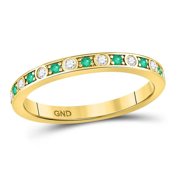 10k Yellow Gold Round Emerald Diamond Alternating Stackable Band Ring 14 Cttw gndatlanta Rings 10k Yellow Gold Round Emerald Diamond Alternating Stackable Band Ring 14 Cttw gndatlanta Rings
