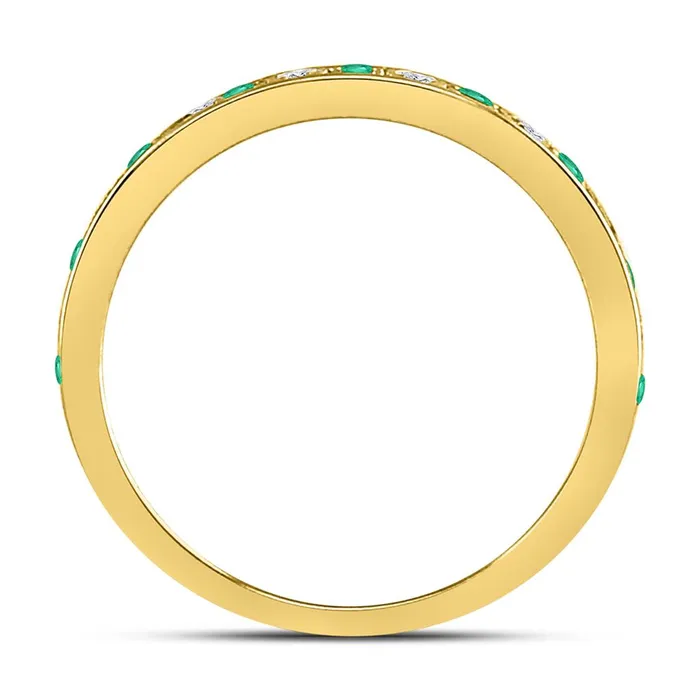 10k Yellow Gold Round Emerald Diamond Alternating Stackable Band Ring 14 Cttw gndatlanta Rings