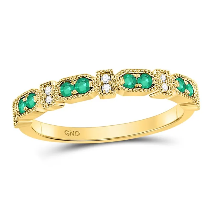 10kt Yellow Gold Round Emerald Stackable Band Ring 14 Cttw gndatlanta Rings 10kt Yellow Gold Round Emerald Stackable Band Ring 14 Cttw gndatlanta Rings