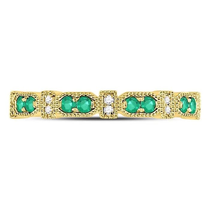 10kt Yellow Gold Round Emerald Stackable Band Ring 14 Cttw gndatlanta Rings