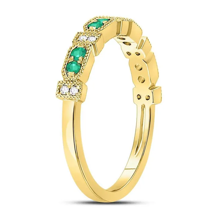 10kt Yellow Gold Round Emerald Stackable Band Ring 14 Cttw gndatlanta Rings