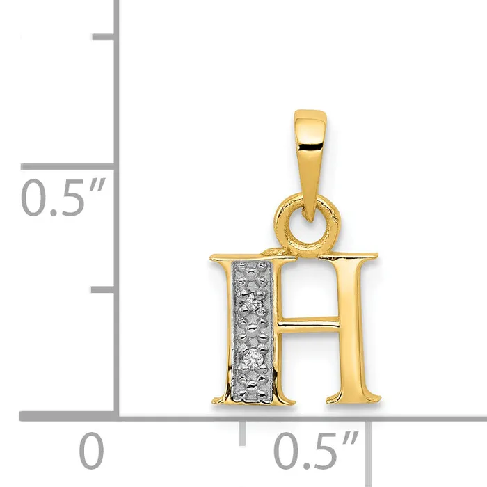 14k and Rhodium Polished 01ct Diamond Initial H Charm Goldiacom Charm Necklaces