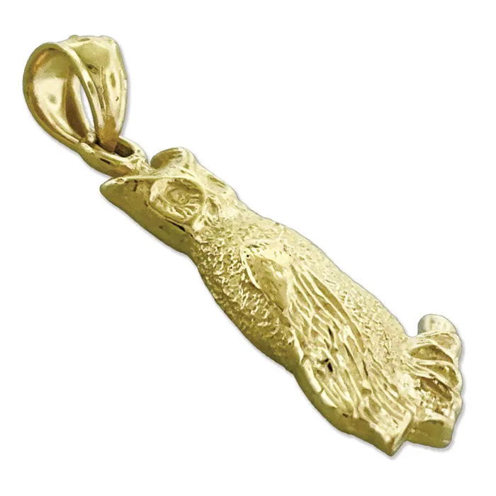 14K Gold 20MM Perched Owl Charm Goldia Charm Necklaces