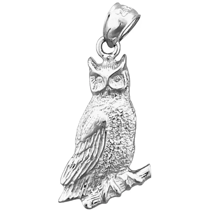 14K Gold 20MM Perched Owl Charm Goldia Charm Necklaces