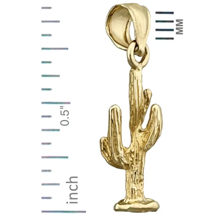 14K Gold 3D Cactus Charm Goldia Charm Necklaces