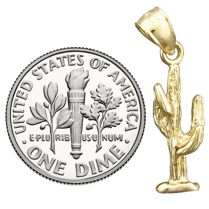 14K Gold 3D Cactus Charm Goldia Charm Necklaces