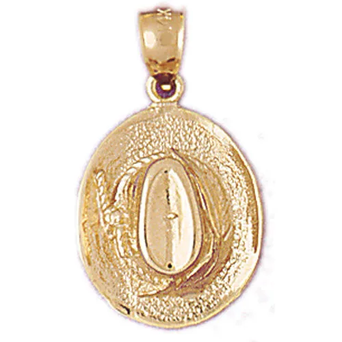 14K Gold 3D Western Cowboy Hat Charm Goldia Charm Necklaces