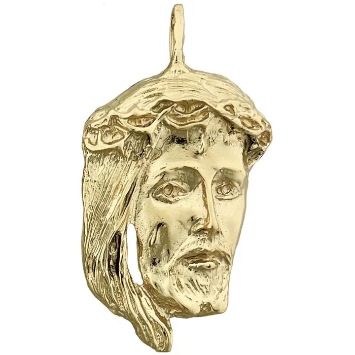 14K Gold 46MM Jesus Christ Head Pendant Goldia Necklaces