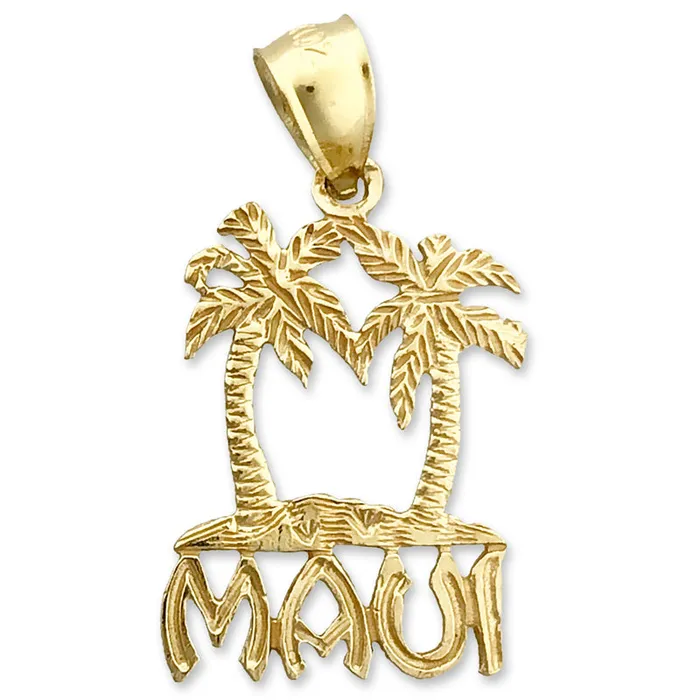14K Gold Maui with Palm Trees Charm Goldia Charm Necklaces