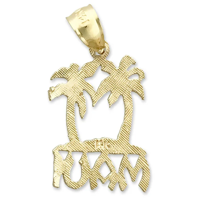 14K Gold Maui with Palm Trees Charm Goldia Charm Necklaces