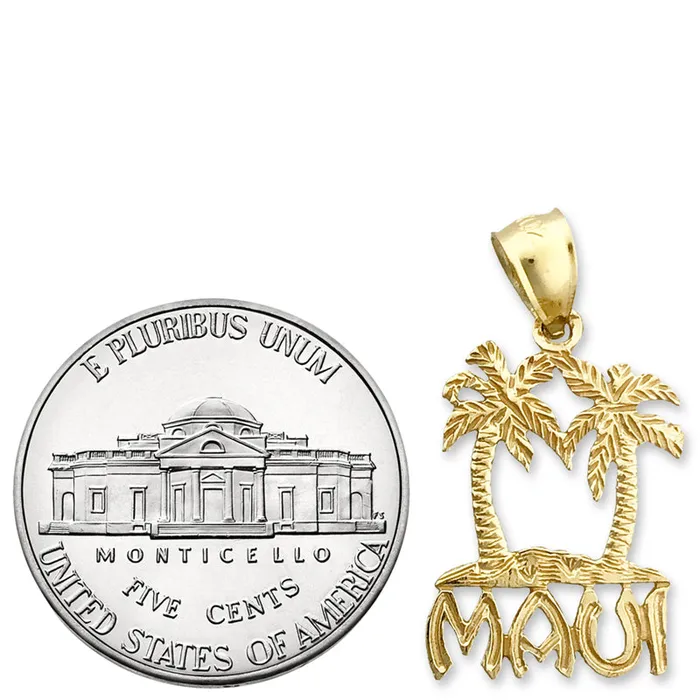 14K Gold Maui with Palm Trees Charm Goldia Charm Necklaces