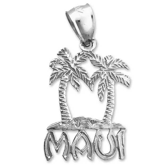 14K Gold Maui with Palm Trees Charm Goldia Charm Necklaces
