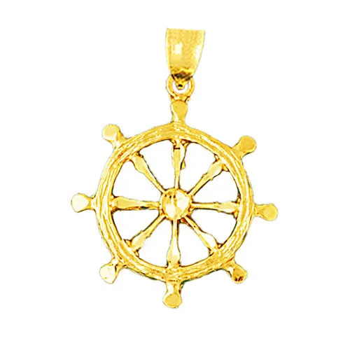 14K Gold Nautical Ship Wheel Pendant Goldia PreStyled Sets