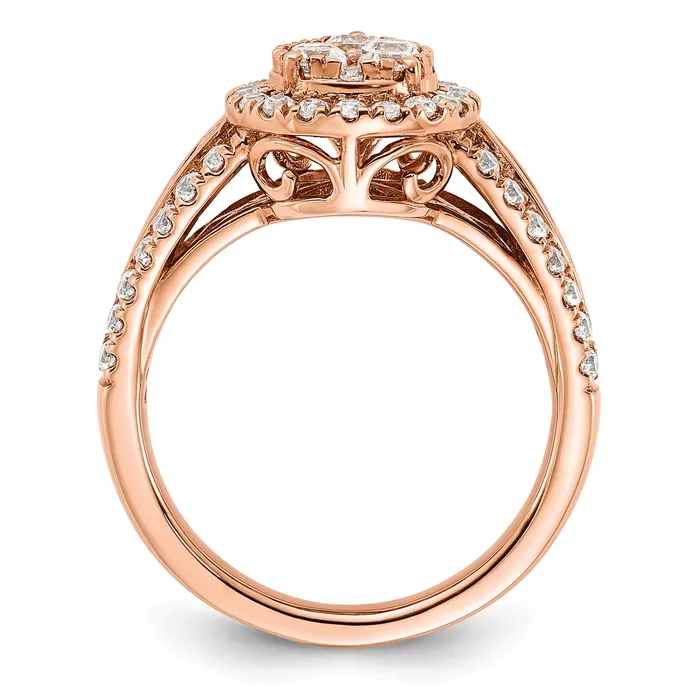 14k Rose Gold 1 14 Ct Lab Grown Diamond VSSI G Cluster Engagement Ring Goldia Rings