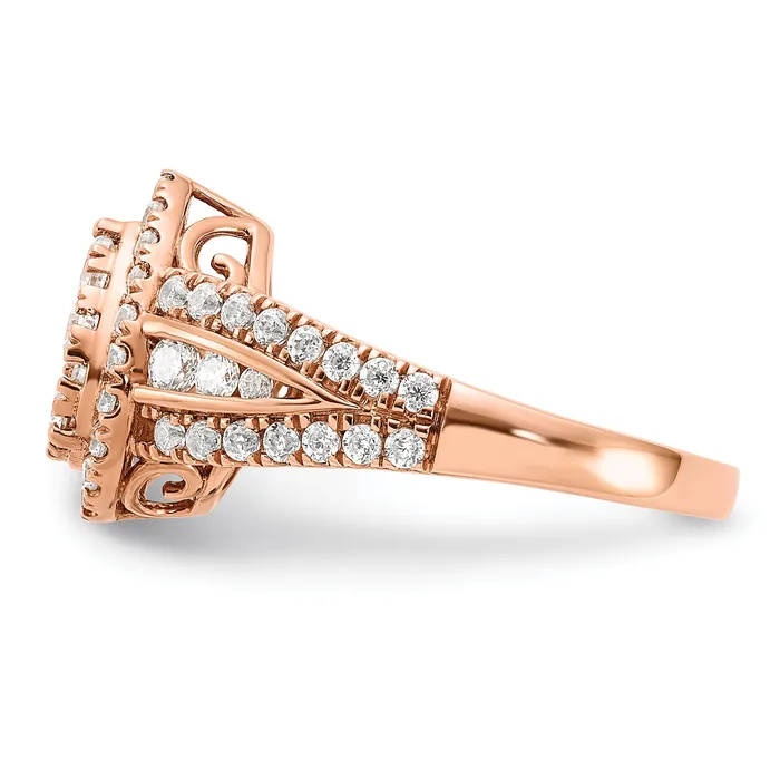 14k Rose Gold 1 14 Ct Lab Grown Diamond VSSI G Cluster Engagement Ring Goldia Rings