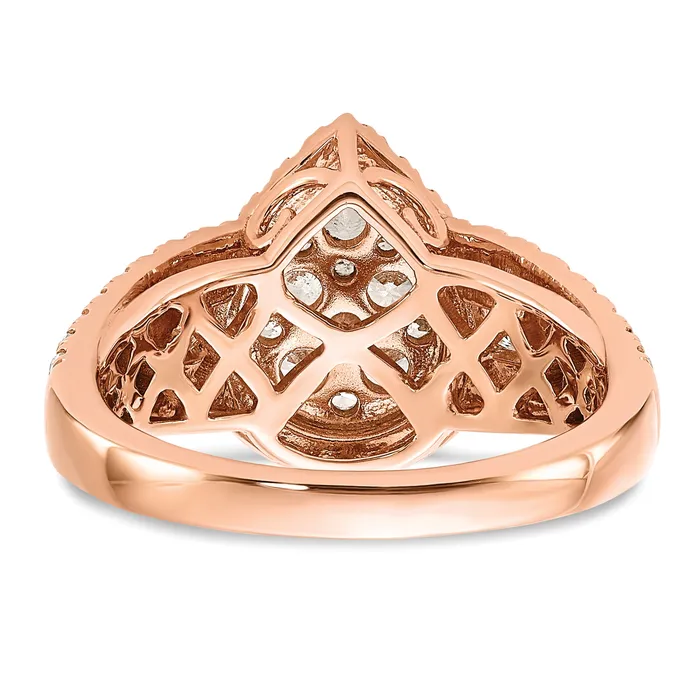 14k Rose Gold 1 14 Ct Lab Grown Diamond VSSI G Cluster Engagement Ring Goldia Rings