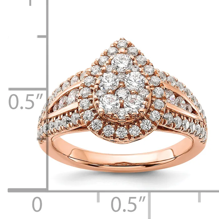 14k Rose Gold 1 14 Ct Lab Grown Diamond VSSI G Cluster Engagement Ring Goldia Rings